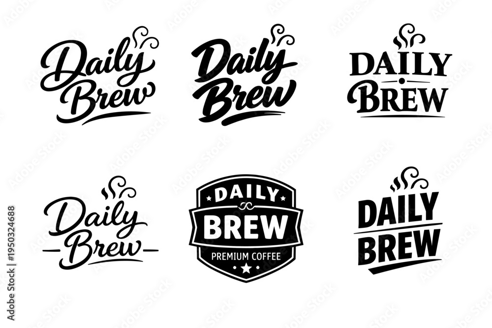 Fototapeta premium Daily brew logo designs in various styles featuring coffee themes
