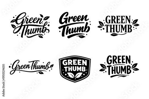 Green thumb logo collection in various artistic styles