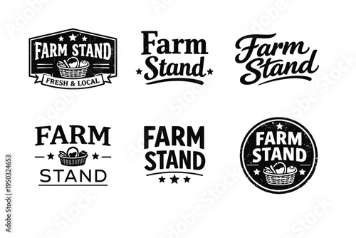Vintage farm stand logos featuring rustic design elements