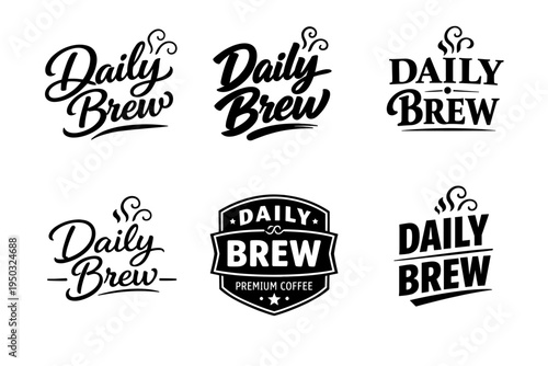 Daily brew logo designs in various styles featuring coffee themes