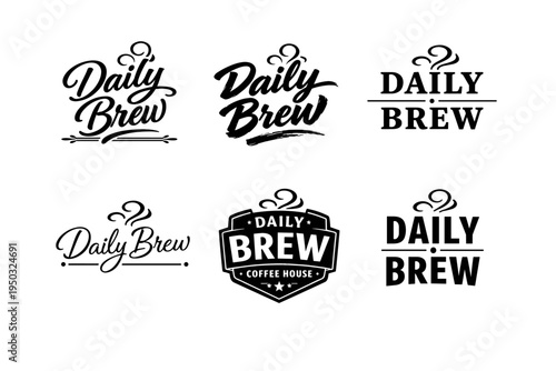Daily brew logo variations: coffee shop branding designs