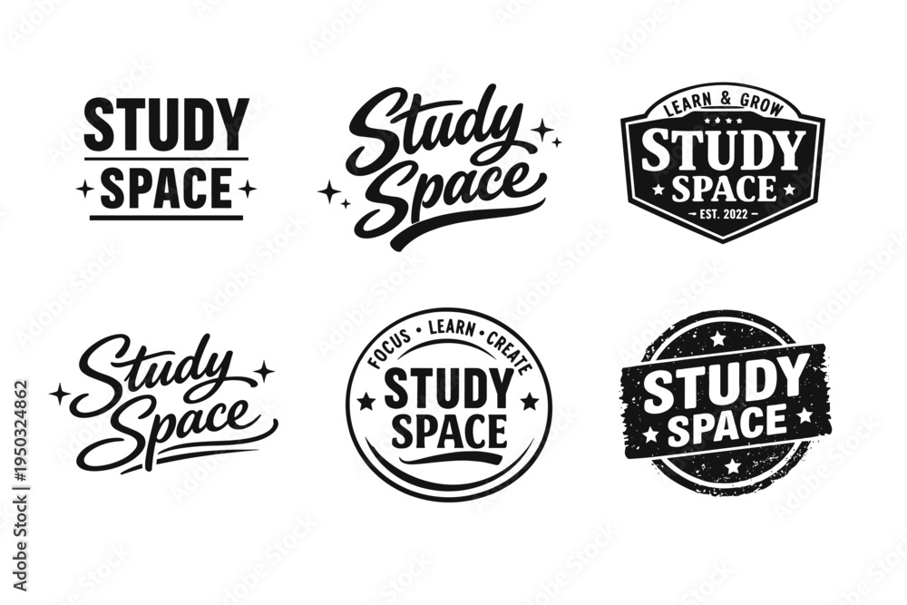 Obraz premium Study space logo designs with inspirational typography variations