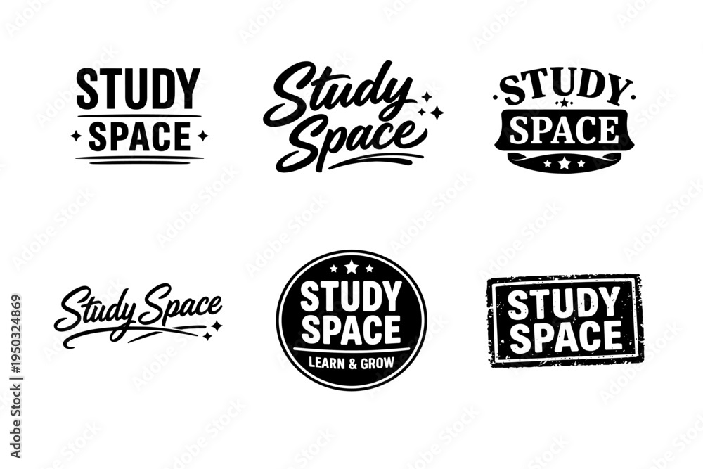 Fototapeta premium Diverse study space logos in black and white design