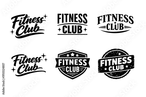 Collection of fitness club logos in vintage and modern styles