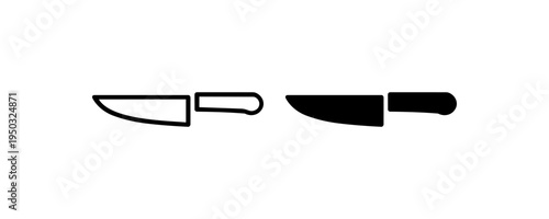 Kitchen Knife Line and Solid Icon Set