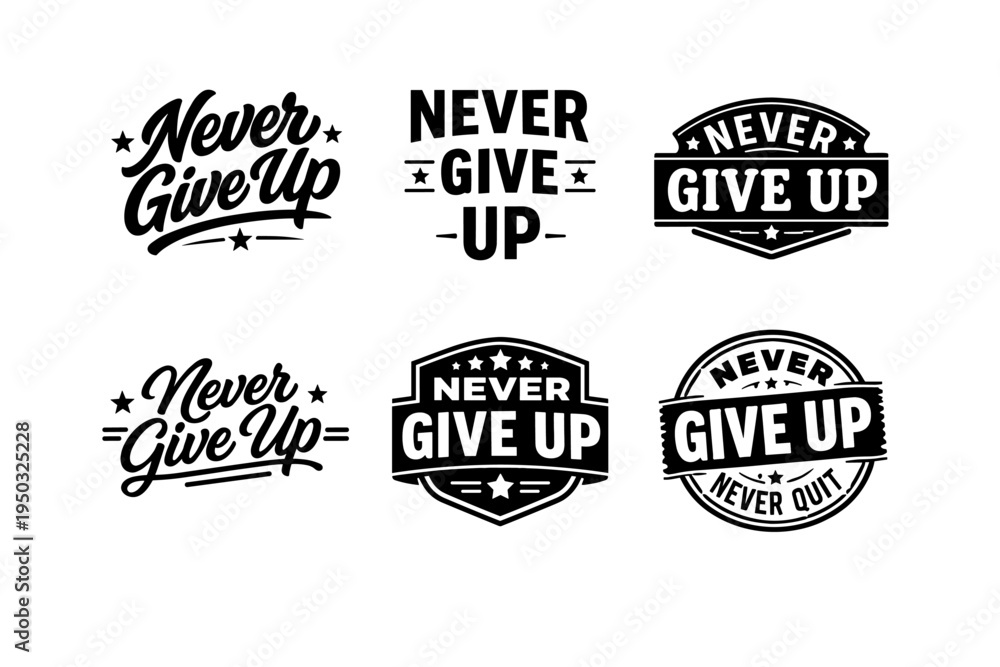 Obraz premium Inspirational never give up designs collection with motivational typography