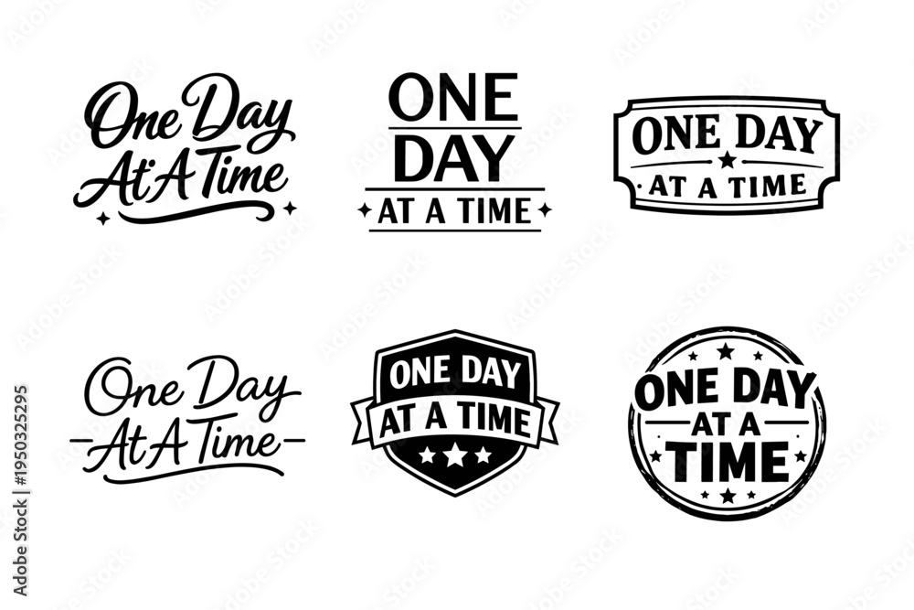 Obraz premium One day at a time typography designs collection