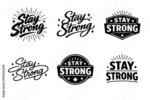 Bold stay strong typography designs collection with retro flair