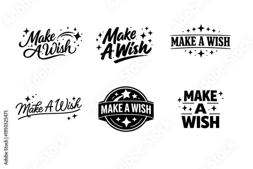 Make a wish logo variations with stars and elegant typography