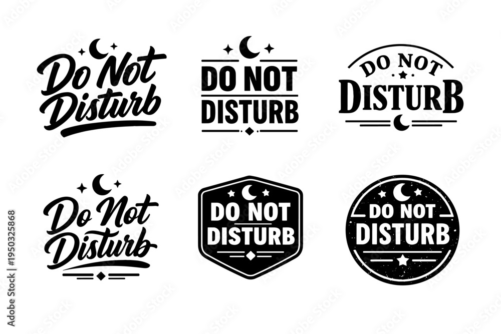 Obraz premium Do not disturb vintage badge designs with crescent moon and stars