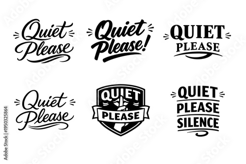 Quiet please sign designs collection in black and white