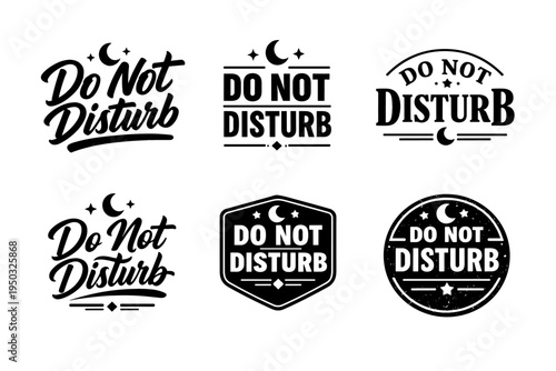 Do not disturb vintage badge designs with crescent moon and stars