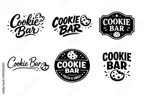 Cookie bar logo designs collection with various typography styles