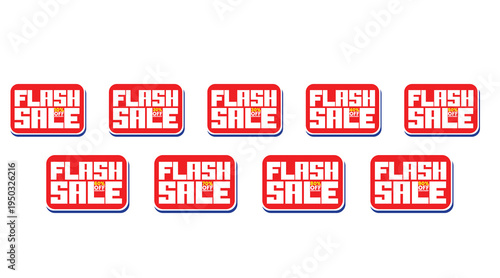 Flash Sale Banner Set – Red Discount Promotion Labels for Limited Time Deals and Shopping Events