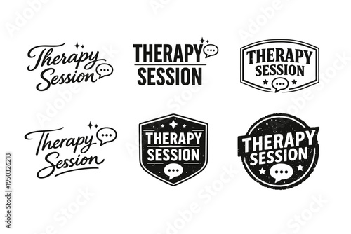 Therapy session logo designs in vintage and modern styles