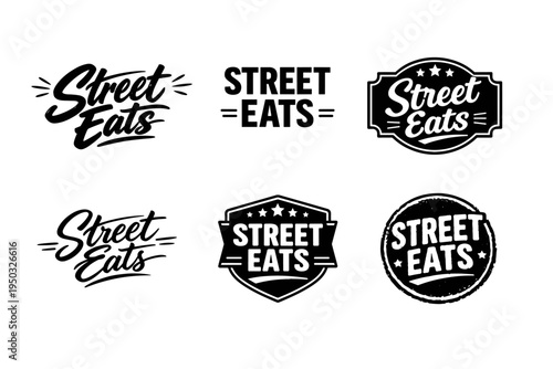 Street eats logo designs in various bold typography styles