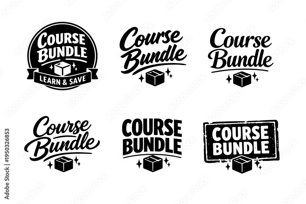 Obraz premium Course bundle logo designs in various typography styles