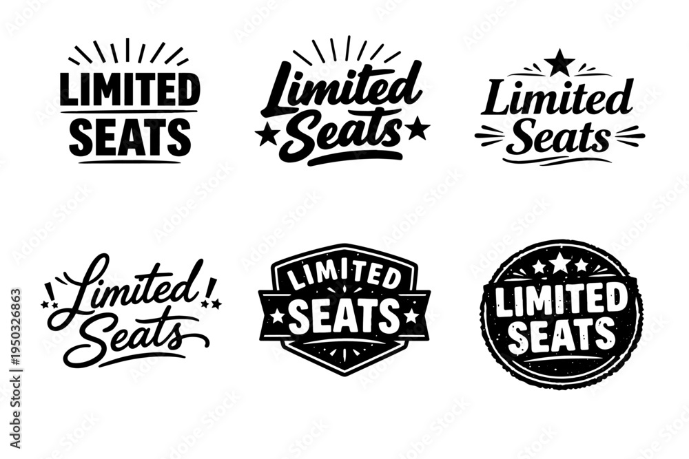 Fototapeta premium Variations of limited seats logos in black and white design