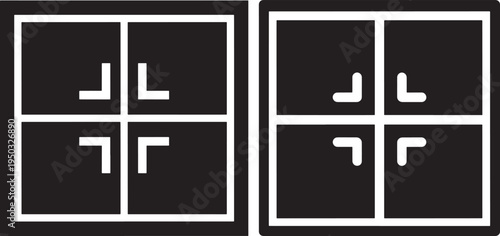 Window Pane Icons - Simple Graphics Representing Architecture, Home, and Interior Design Elements, Real Estate, Flat Design, White Background