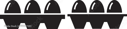 Two black icons depicting egg cartons with eggs, representing breakfast or organic food, Egg Carton, Black And White, Food Symbol, Raw Food, Farm Fresh, Food Production