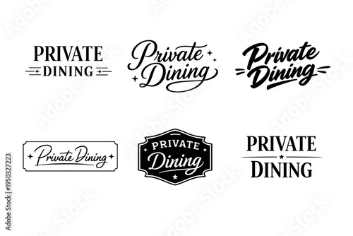 Variety of private dining logo designs with stylish typography