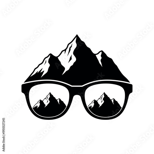 Mountain Range Reflected In Eyeglasses Silhouette