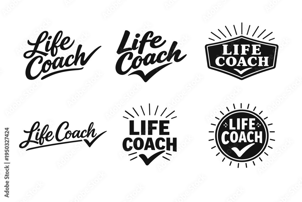 Obraz premium Collection of life coach logos with creative typography designs