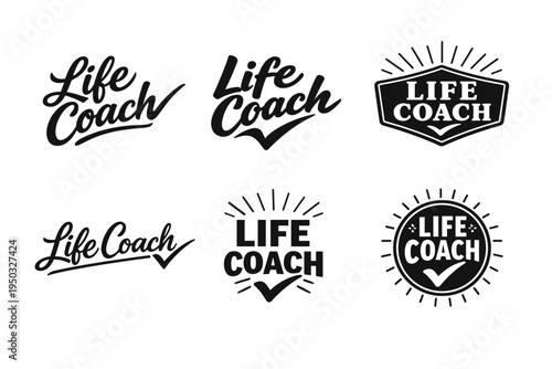 Collection of life coach logos with creative typography designs
