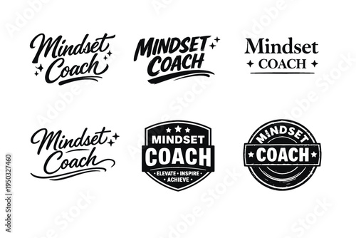 Mindset coach logos: inspirational typography designs in various styles