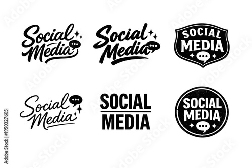 Variety of social media logos in modern black and white design