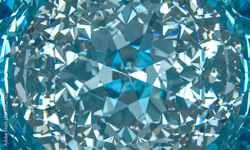 Blue diamond facets 3d abstract pattern