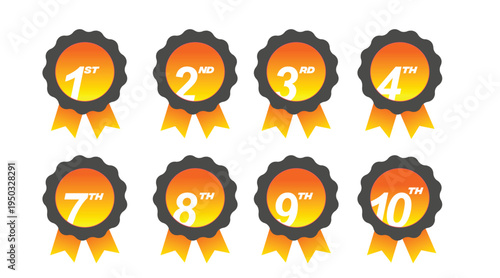 Gold Award Badge Set Vector Icons for Ranking, Achievement, Winner Labels