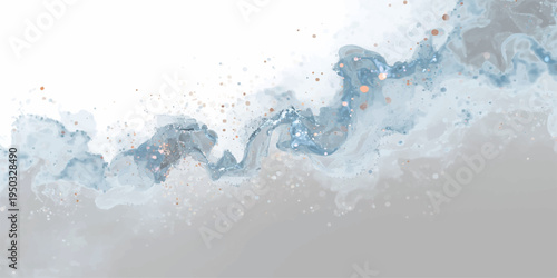 A clean and transparent blue water splash with liquid drops and bubbles creates a fresh abstract texture isolated on a white backdrop.