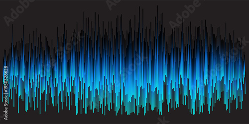Vector half circles Digital Technology Ai lines flowing dynamic pattern in blue green colors isolated on black background