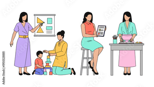 Nurturing Minds and Creativity: Educators engaging in various activities to foster growth and learning in a vibrant and supportive environment. 