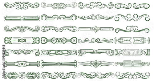 Decorative elements set elegant designs isolated black background