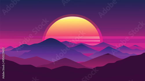 A colorful sunset over a mountain range