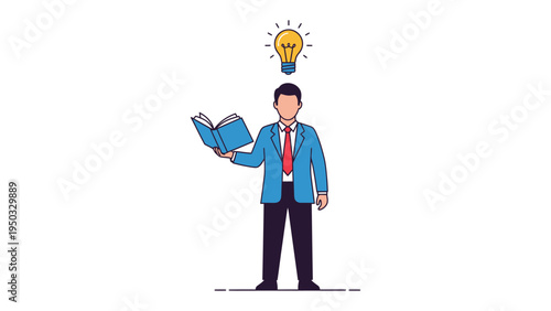 Illuminating Knowledge: A person engrossed in reading is illuminated by a brilliant light bulb, symbolizing enlightenment and the genesis of inventive concepts.
