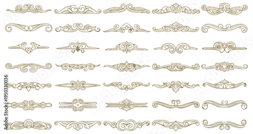 Ornamental design elements collection isolated on black