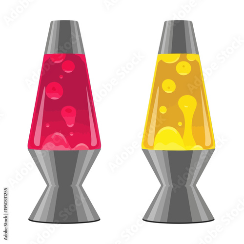 Retro Lava Lamps: Pink and Yellow, Bubbling Wax, Vintage Decor, Psychedelic Vibe