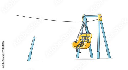 Empty playground swing set with zipline, outdoor recreation, childhood fun concept
