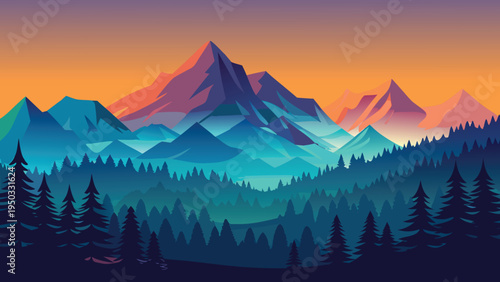 A mountain range with trees in the foreground