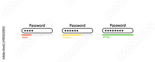 Password Strength Indicator Weak Medium Strong UI Icons Set