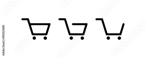Shopping Cart Trolley Icon Set Minimal E Commerce Symbols