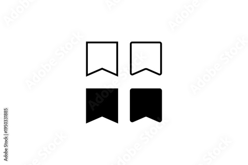 Bookmark Ribbon Save Favorite Icons Set Minimal Design