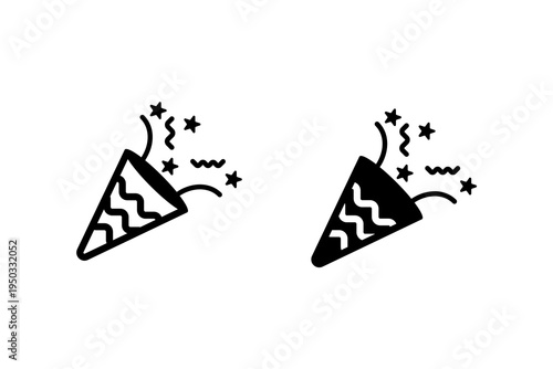 Party Popper Celebration Confetti Icon Set