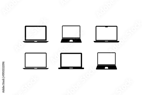 Laptop Computer Device Screen Outline Icons Set