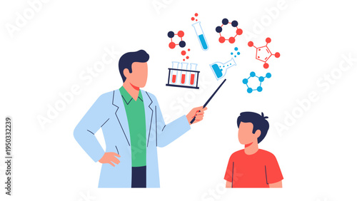 Knowledge Transfer: An educator elucidates complex scientific concepts to a keen student, fostering a spirit of learning and intellectual curiosity.
