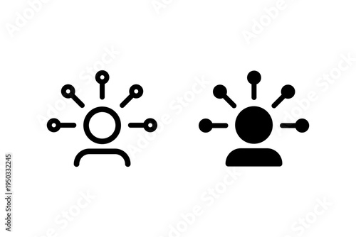 Brain Network Mind Connection and Neural Thinking Icons Set