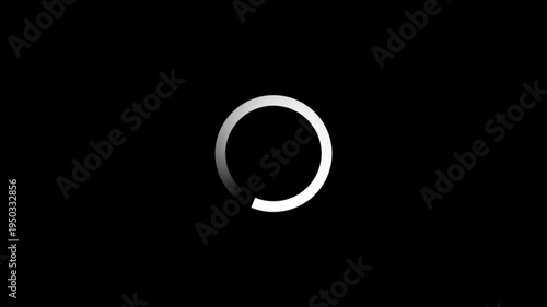 Animation of a loading spinning load wheel. Waiting for download. White circle on a black isolated background.